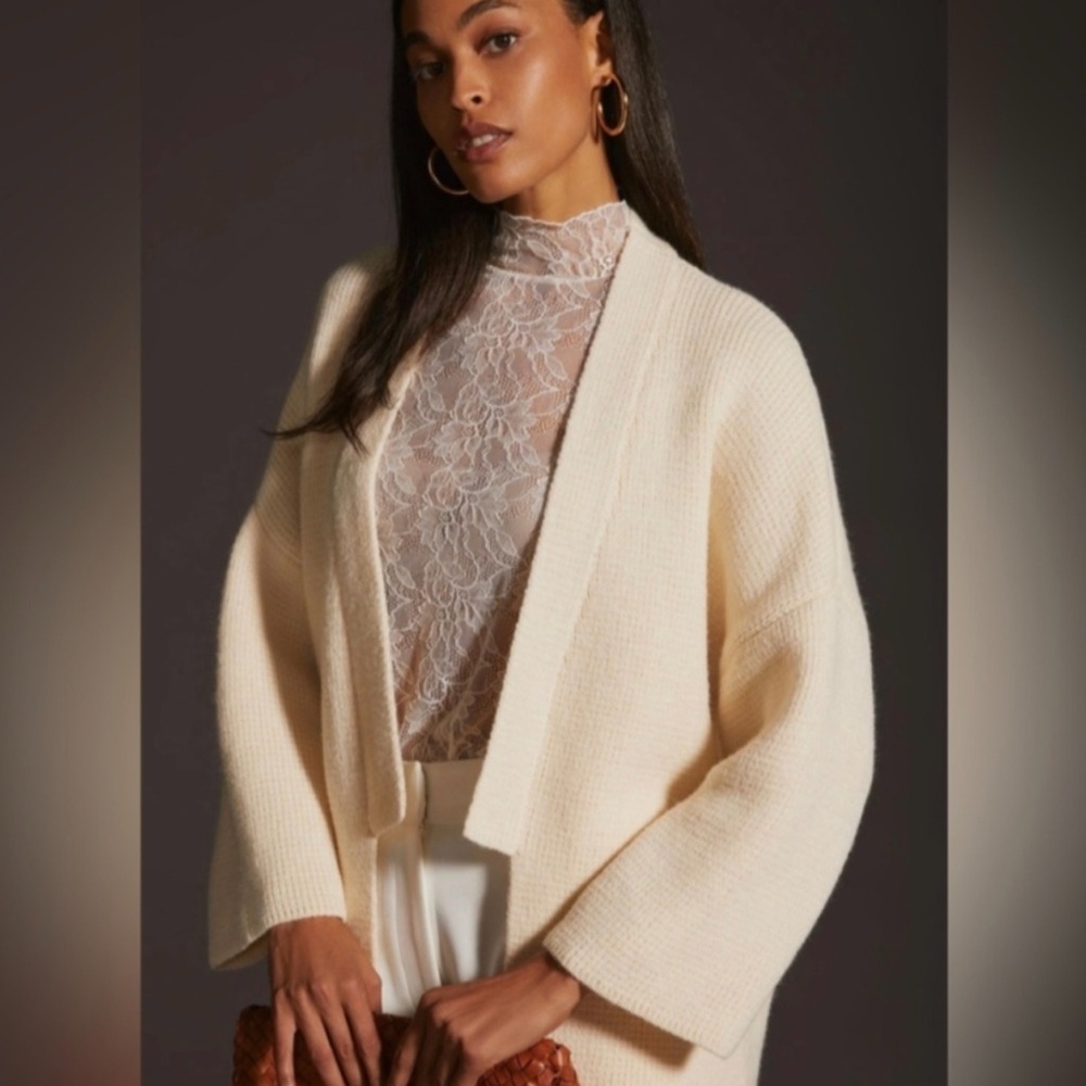 **NWT** Pilcro Ottoman Stitch Open Front Cardigan Sweater